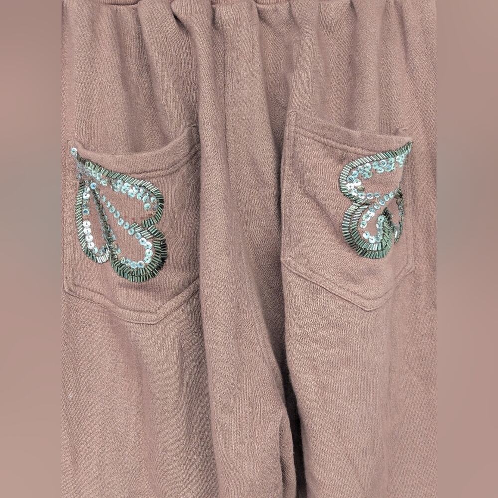 RELIGION Trance Sequin Mauve Sweatpants szM Beaded embellished jogger high rise - Picture 5 of 7